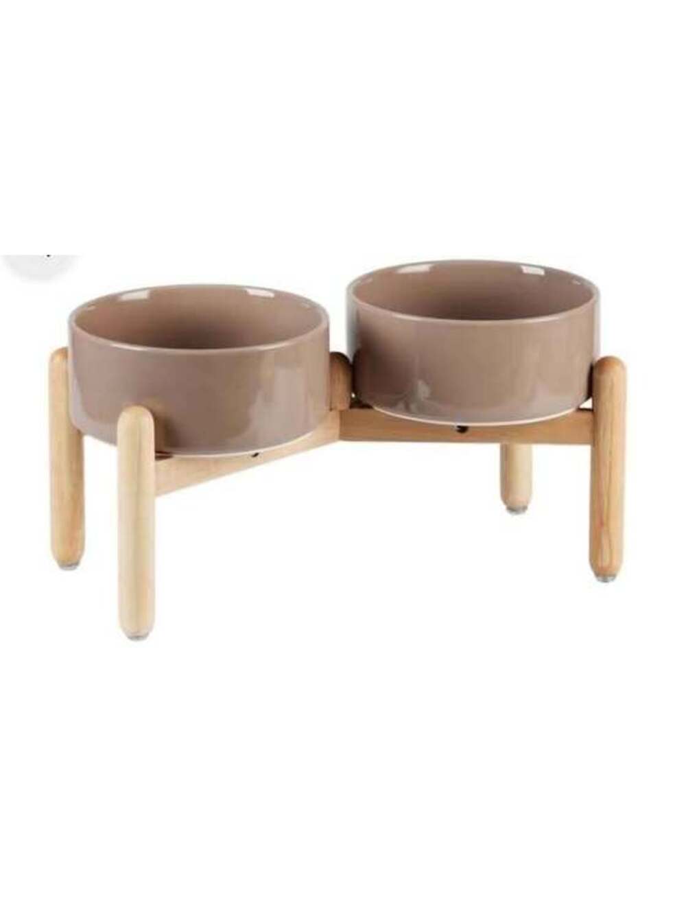 Double Ceramic Pet Bowl Set with Wooden Stand Never used!!